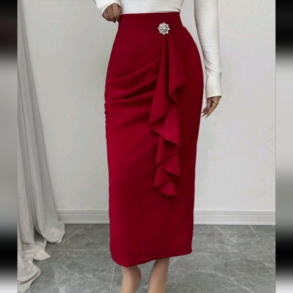 Women Rhinestones Decor Minimalist Bodycon Mini Skirt, Casual Wear